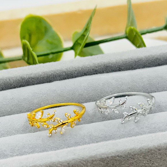 925 Sterling Silver Branch And Leaf Open Ring - Picture 10 of 11